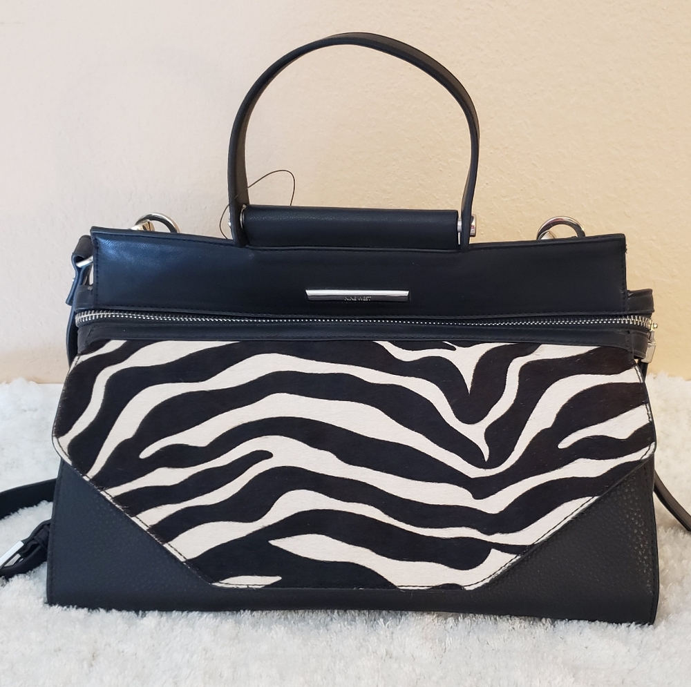 Nine West Black and White Zebra Satchel